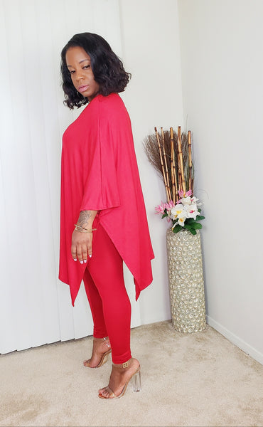 GOOD VIBE - Cape Top Set (Red)