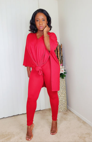 GOOD VIBE - Cape Top Set (Red)
