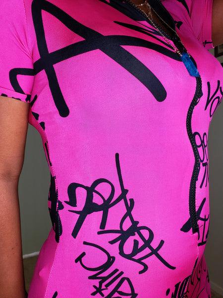 Graffiti-Romper-neon-pink