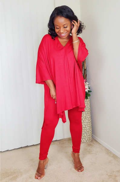 GOOD VIBE - Cape Top Set (Red)