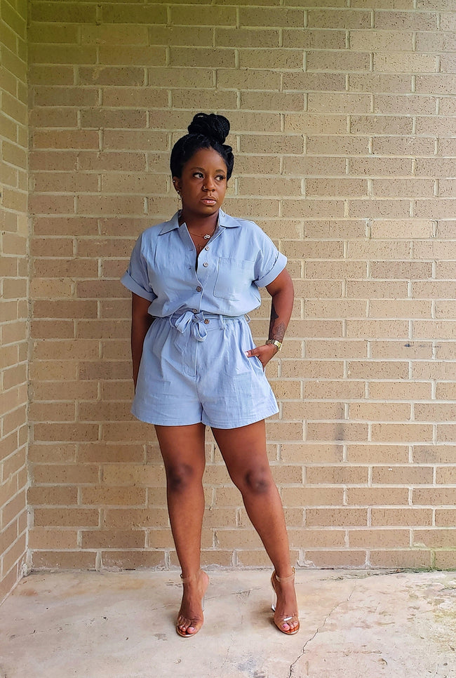 DUNGAREE - Button Up Romper